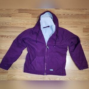 BERNE Jacket Womens 3XL Plum  Canvas Fleece Sherpa Lined Hooded Coat Full Zip